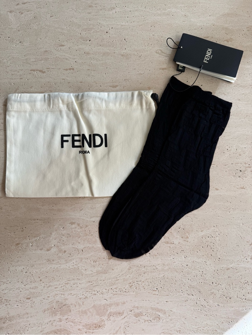 NWT FENDI  DOUBLE F LOGO CREW  SOCKS - Picture 11 of 12